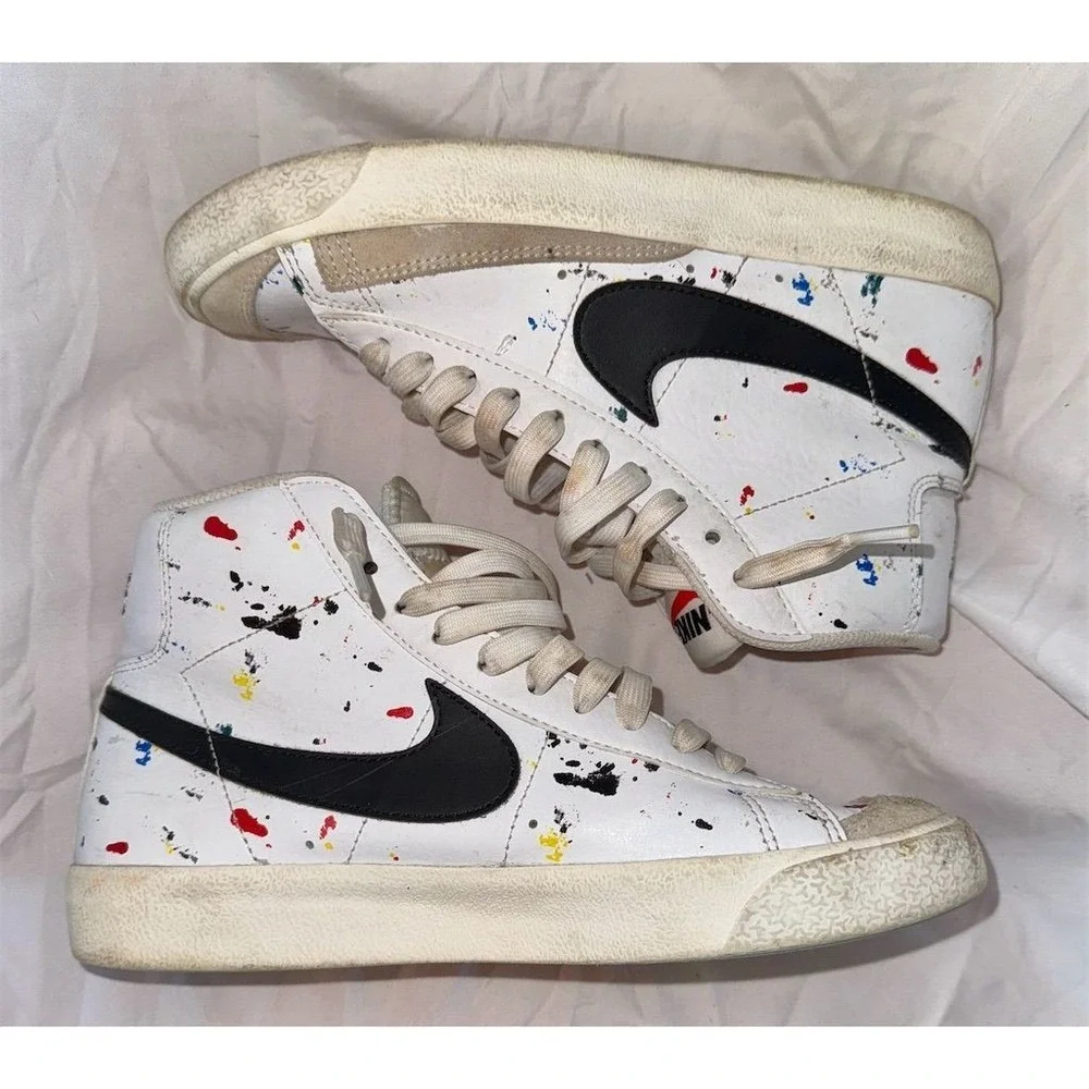 Nike Blazer Mid '77 Paint‎ Splatter Sneakers Multicolor Size 5.5Y Unisex